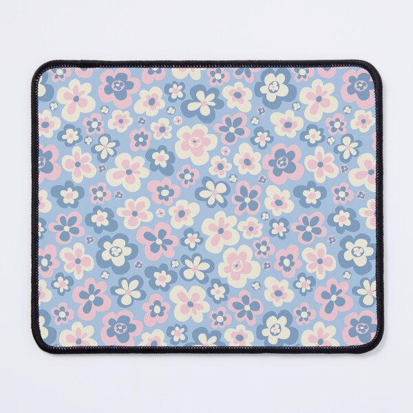 Item preview, retro florals pattern, 70s groovy flowers, flower market, scandinavian florals, danish style, baby pink, baby blue designed and sold by blomastudios.