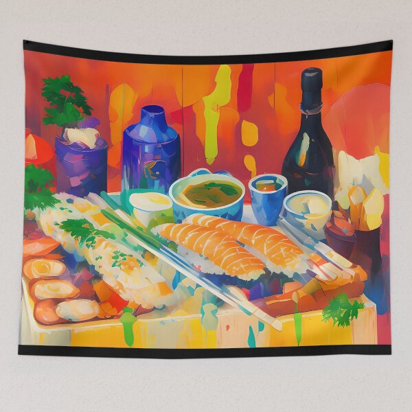 Item preview, Sushi Dinner. Colourful Food Composition. designed and sold by FewBits.