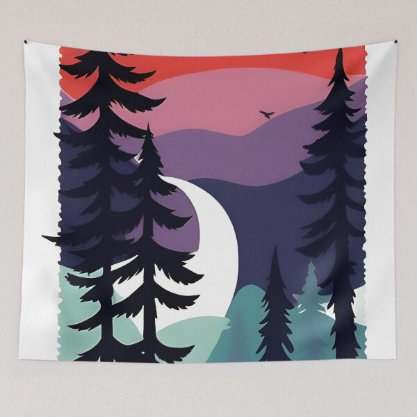Item preview, Minimalistic View of Mountain and River Landscape designed and sold by supeart.