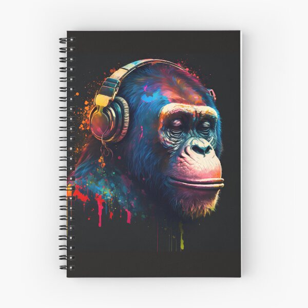 Item preview, Colorful ape wearing headphones designed and sold by Animal  Masterpieces.