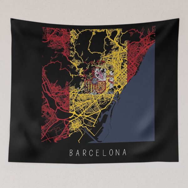 Item preview, Barcelona city map with Spain flag in black and white designed and sold by gifts-ideas.