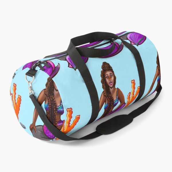 Item preview, Black mermaid 2 with box braids top knot hair style sitting on rocks , African American Mermaid  designed and sold by Artonmytee.