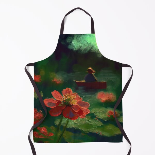 Item preview, Zinnia red flower painting inspired by Monet designed and sold by EmeraldeaArt.