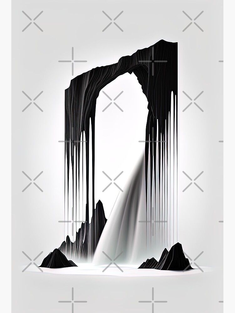 Minimalistic black and white abstract cave waterfall Art Board