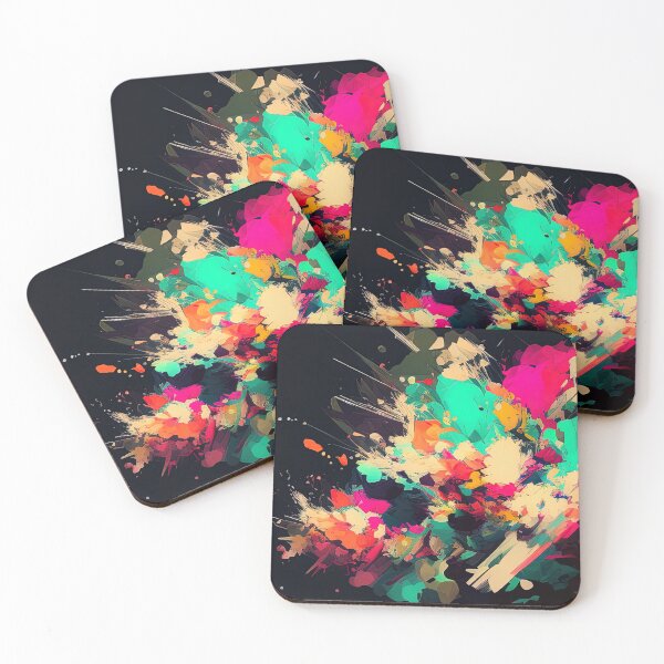 Item preview, Colorful abstract explosion of colors black canvas designed and sold by RK - Shop.