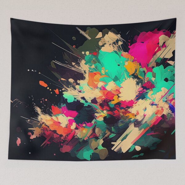 Item preview, Colorful abstract explosion of colors black canvas designed and sold by RK - Shop.