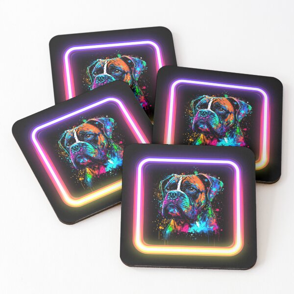 Artikelvorschau, Boxer-Hund Neon Splatter Insta-Hund entworfen und verkauft von The-Vault.