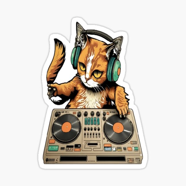 Cat is a Dj Sticker for Sale by Schamann