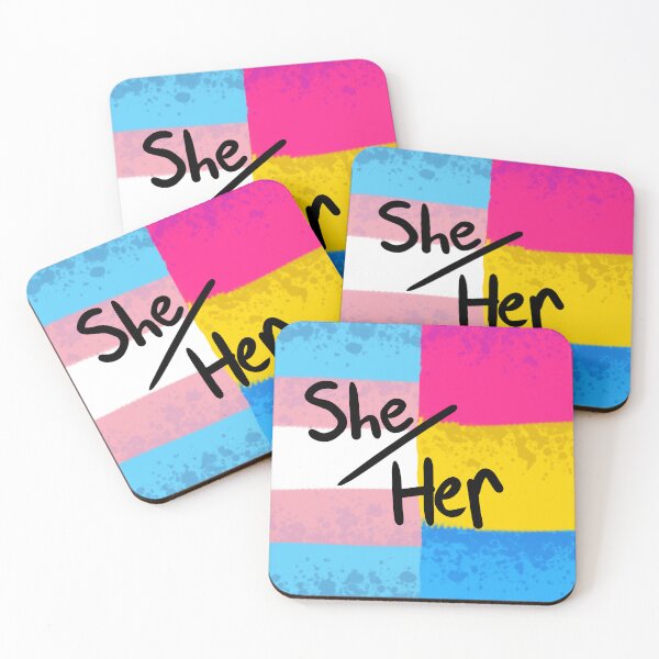 Item preview, Trans Transgender Pansexual Panromantic Pan Pride Flag Pronouns She/her designed and sold by Spell-the-Bee.