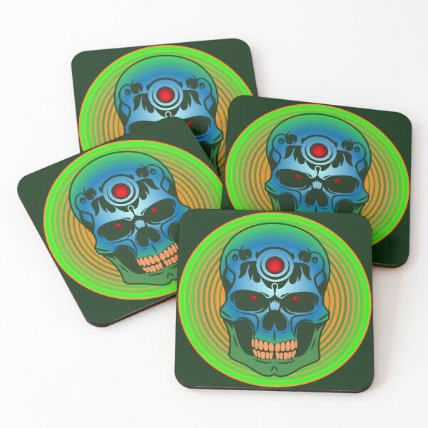 Item preview, Colored scary human stylistic skulls with patterns. Mexican holiday in memory of the dead. designed and sold by GAleksS.