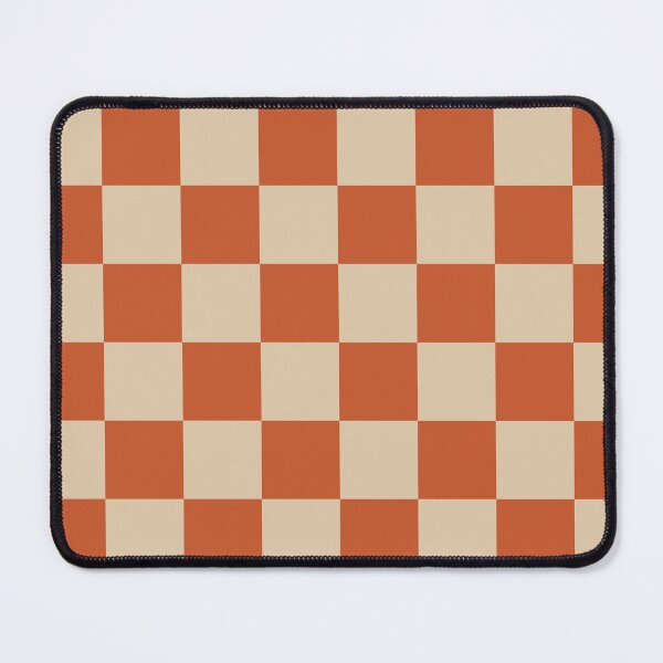 Vista previa del artículo con la obra «Patrón de cuadros geométricos a cuadros de tablero de ajedrez en naranja y beige quemados modernos de mediados de siglo», diseñado y vendido por kierkegaard.