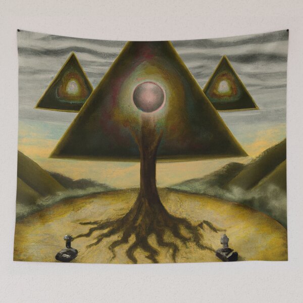 Item preview, Surrealist painting like digital art with pyramids tree roots and the seed of the monad with within designed and sold by Ataraxia  Apparel.