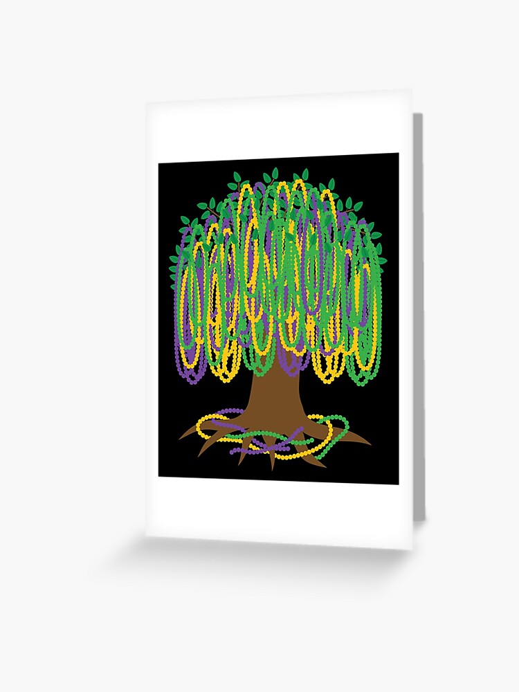 Mardi Gras Tree - Bead Tree in Color | Greeting Card