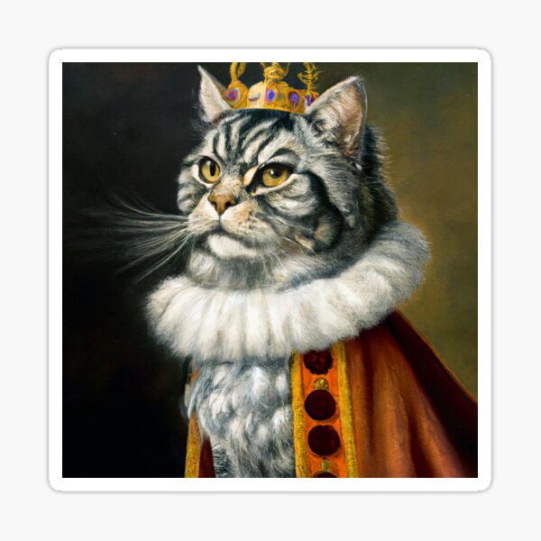 "cat king portrait" Sticker for Sale by CupPainting Redbubble