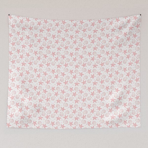 Item preview, Pink shells, starfish and pearls pattern. Watercolor illustration. designed and sold by Trilisti.