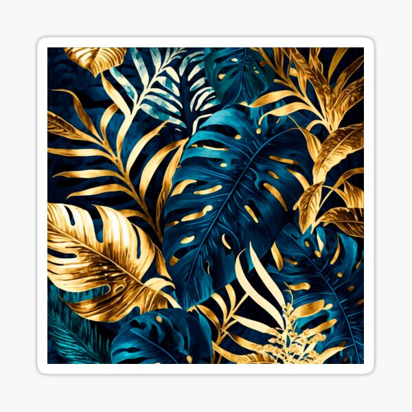 Vista previa del artículo con la obra «selva azul y oro», diseñado y vendido por Aurore-dessin.