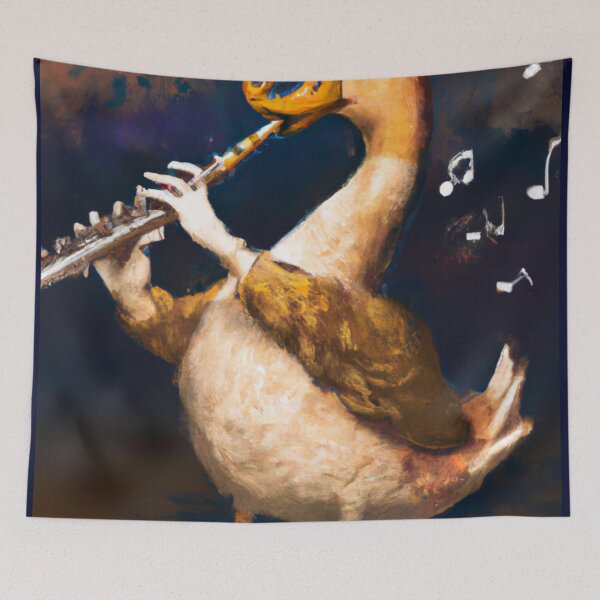 Item preview, Oboe Duck , Duck with Oboe , Oil Painting designed and sold by Color-Me-Blue.