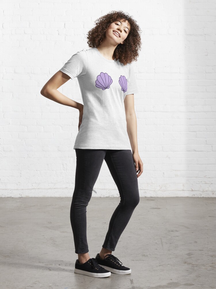  Mermaid Seashell Bra Shirt:White T-Shirt With Purple Shells :  Clothing, Shoes & Jewelry