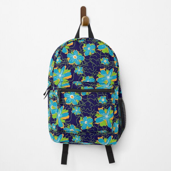Item preview, Floral pattern design flowers dark blue designed and sold by eddiebarronshop.
