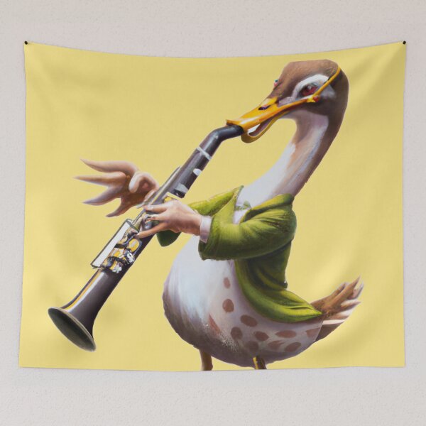Item preview, Oboe Duck , Duck with Oboe , Oil Painting designed and sold by Color-Me-Blue.