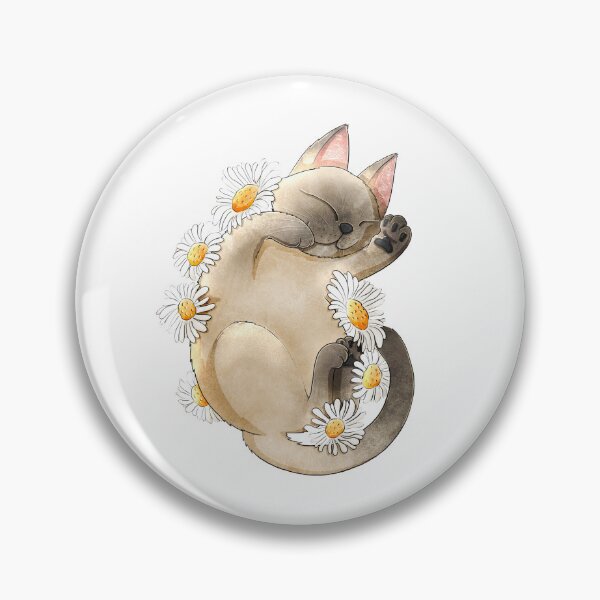 Artikelvorschau, Schlafende siamesische Katze mit Kamillenblüten entworfen und verkauft von polyillustrates.