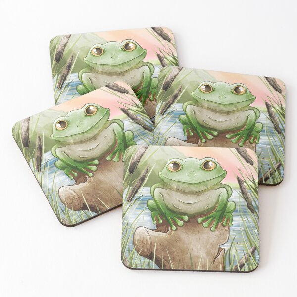Item preview, Cute Green Frog / Toad in a Swamp designed and sold by polyillustrates.