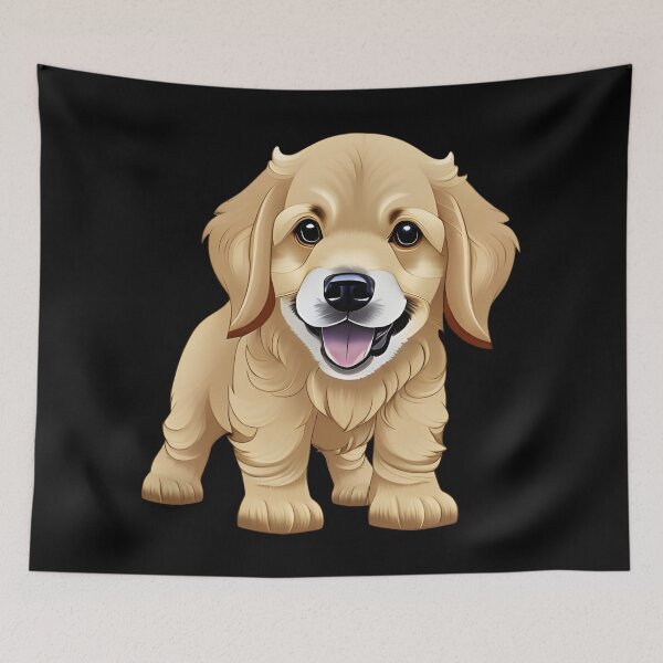 Item preview, Golden Retriever Puppy, cartoon drawing, Ai Generated Art  designed and sold by ACC .