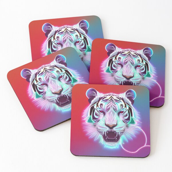 Item preview, Neon Glowing White Tiger designed and sold by PopOptikal.