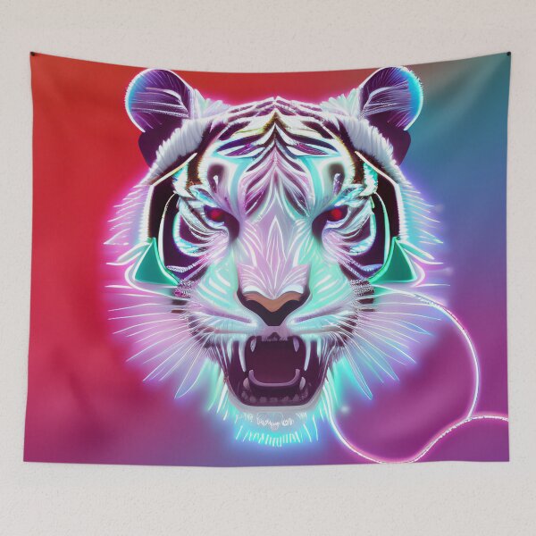 Item preview, Neon Glowing White Tiger designed and sold by PopOptikal.