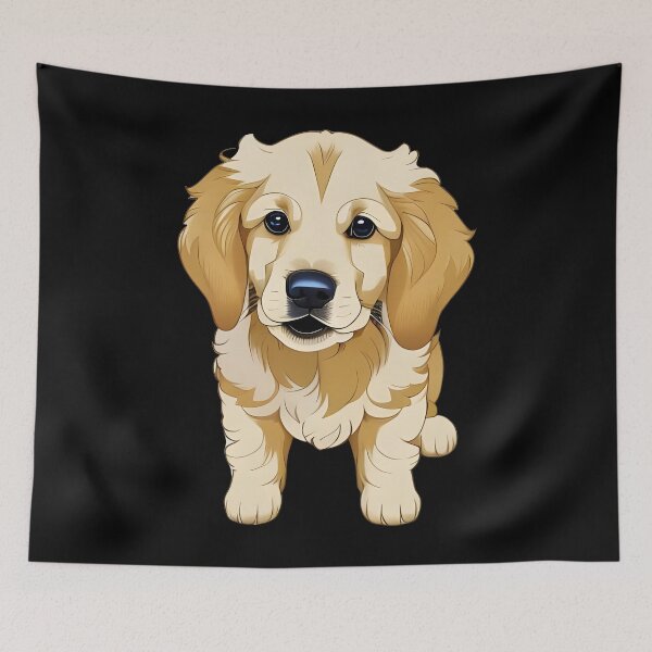Item preview, Golden Retriever Puppy, cartoon drawing, Ai Generated Art  designed and sold by ACC .