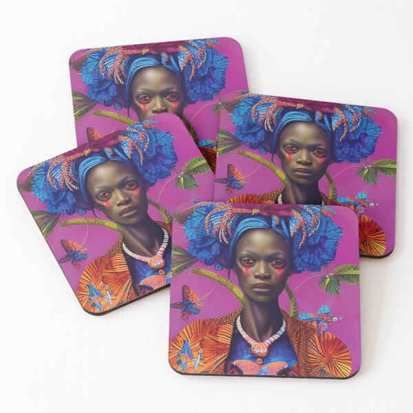 Item preview, Travel poster African woman fantasy portrait by Omar Escalante designed and sold by Arctic frame studio.