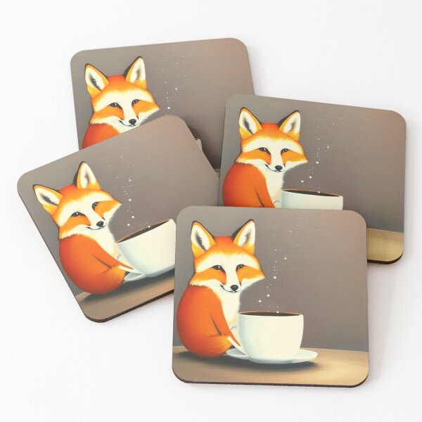 Item preview,  Morning Fox - cute coffee animal Poster designed and sold by skolfid brows ⭐⭐⭐⭐⭐ (5.0).
