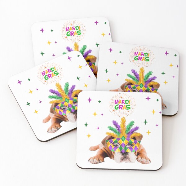 Item preview, Mardis Gras Dog. Mardis Gras English Bulldog. Colouful Dog. Colourful English Bulldog designed and sold by Doggymadness.