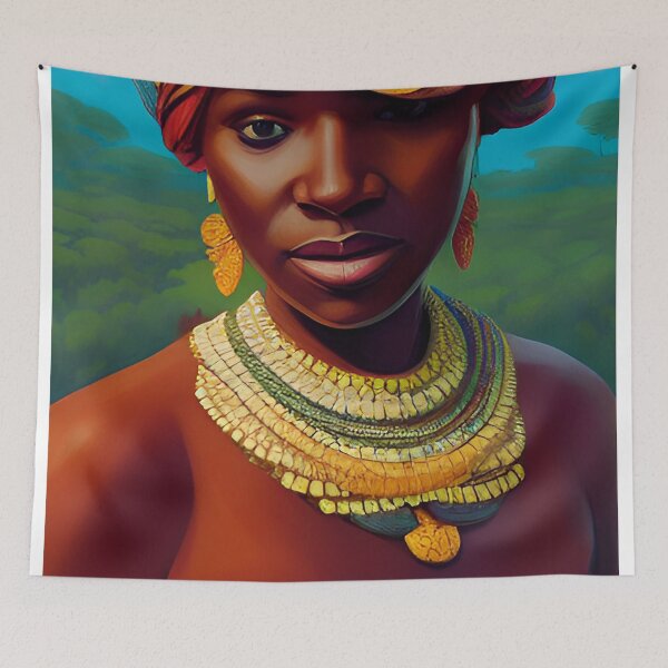 Item preview, africa travel poster woman portrait by omar escalante designed and sold by Arctic frame studio.