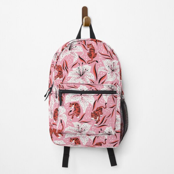 Item preview, Tigers & Tiger Lilies – Vermilion & Pink designed and sold by Cat Coquillette.