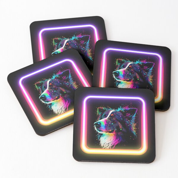 Artikelvorschau, Border-Collie-Neon-Spritzer-Insta-Hund entworfen und verkauft von The-Vault.