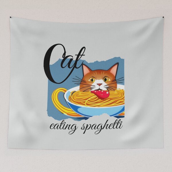 Item preview, Cat Eating Spaghetti designed and sold by OMdesign10.
