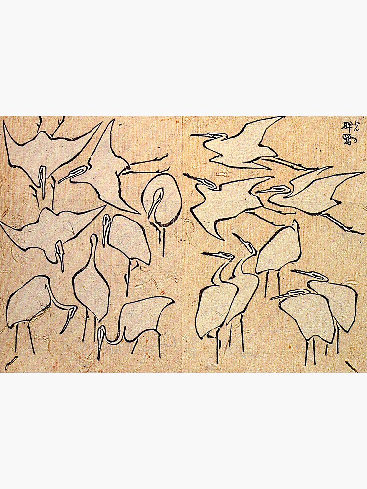 'Cranes' by Katsushika Hokusai (Reproduction) by RozAbellera