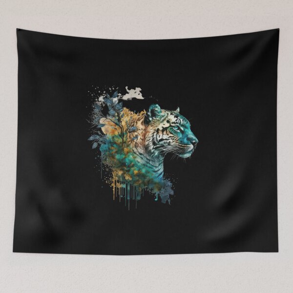 Item preview, A hand-drawn illustration of an exotic animal like a tiger or a peacock with a watercolor effect. designed and sold by AI-RDROP.