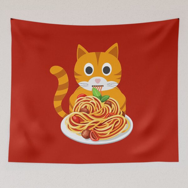 Item preview, Cat Eating Spaghetti - Funny designed and sold by OMdesign10.