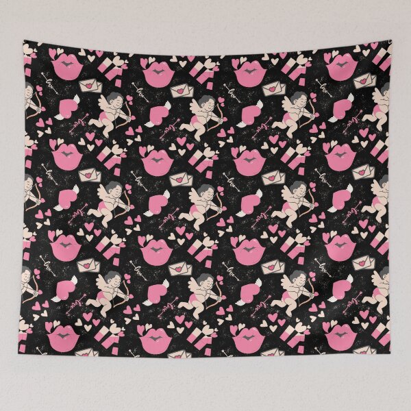 Item preview,  Valentines Day pattern on the black background designed and sold by Olha Volokhova.