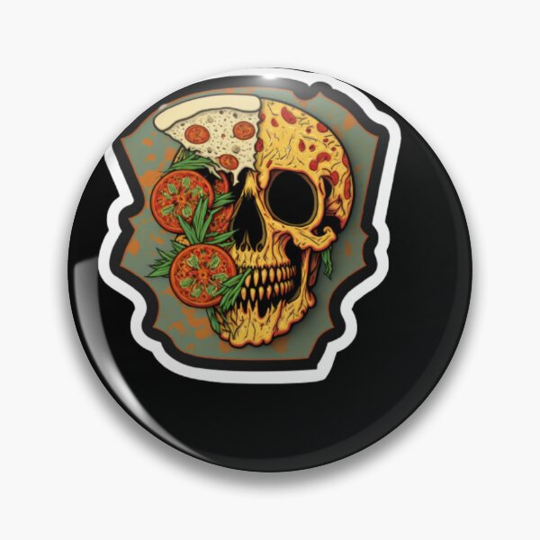 Item preview, pizza skull stickers designed and sold by Dragsma ⭐⭐⭐⭐⭐.