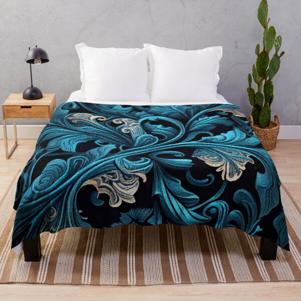 Item preview, Scaley Blue Designer Beautiful Organic Floral Pattern Digital Painting designed and sold by CodeAndColors.