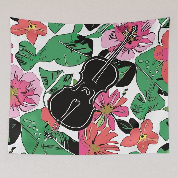 Item preview, Cello with floral background designed and sold by piesdesignart.