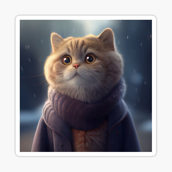 cute cat wearing coat Meditating Sticker for Sale by Plessmo