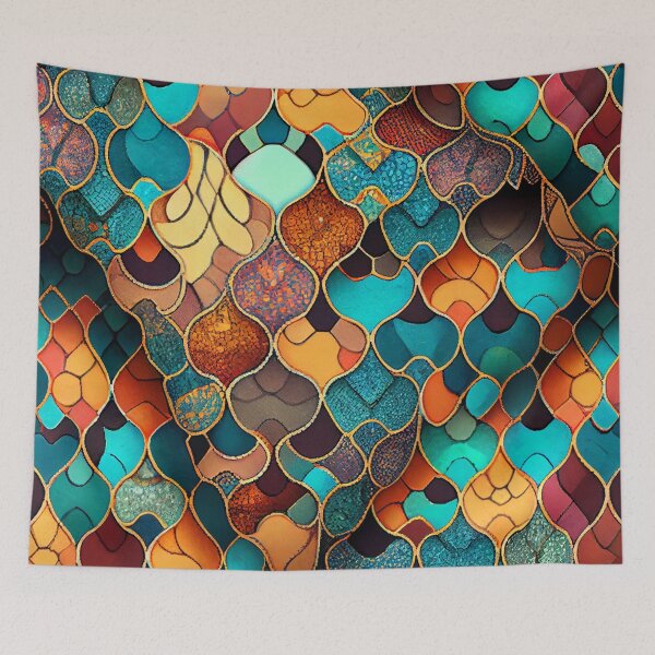 Item preview, Mosaic Irregular Bohemian Pattern Digital Painting designed and sold by CodeAndColors.
