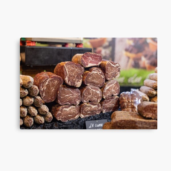 Smoked meat at the Christmas Market in Ghent  Canvas Print