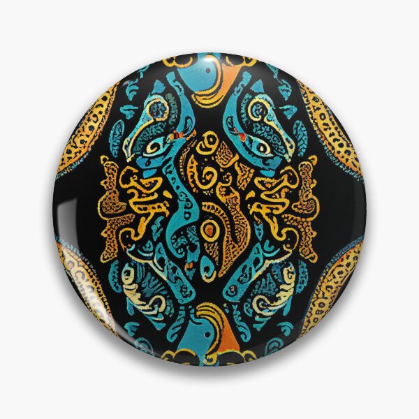 Artikelvorschau, Simple Scaley Psychedelic Bold Victorian Scandinavian Pattern Digital Painting entworfen und verkauft von CodeAndColors.