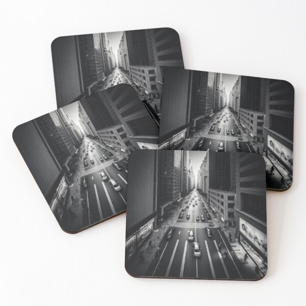 Item preview, A black and white photograph of a city street designed and sold by AI-RDROP.