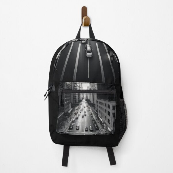 Item preview, A black and white photograph of a city street designed and sold by AI-RDROP.